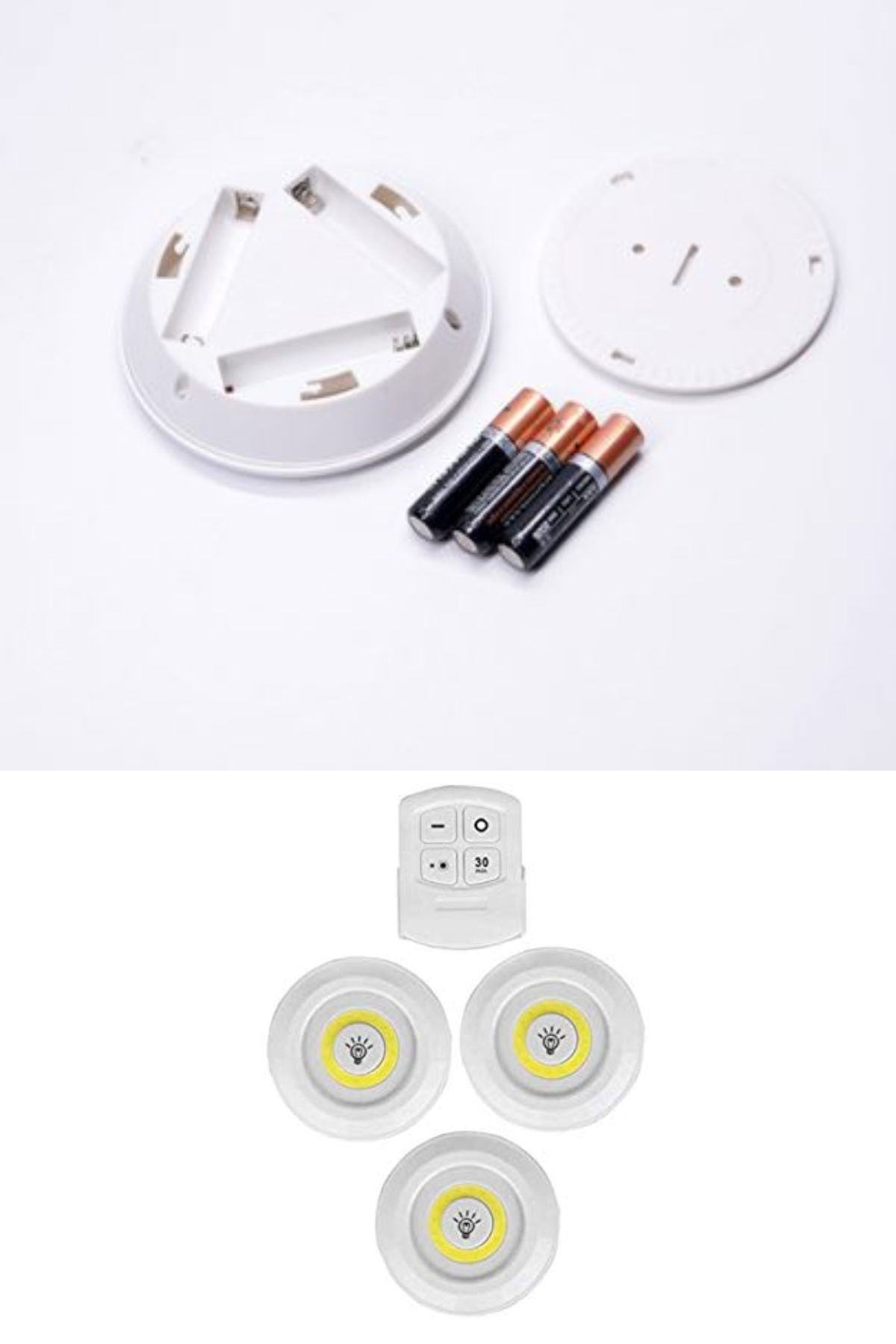 3-Light Remote Control Adhesive Wireless Led Spotlights with Adhesive