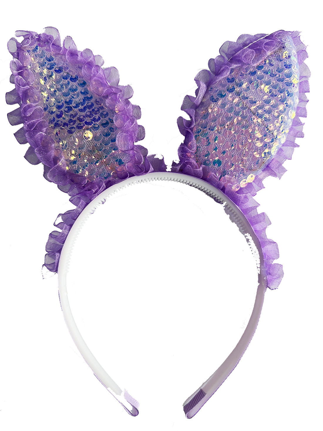 Lacy Purple Sequin Sequined Led Lighted Rabbit Ear Crown 23x19 cm