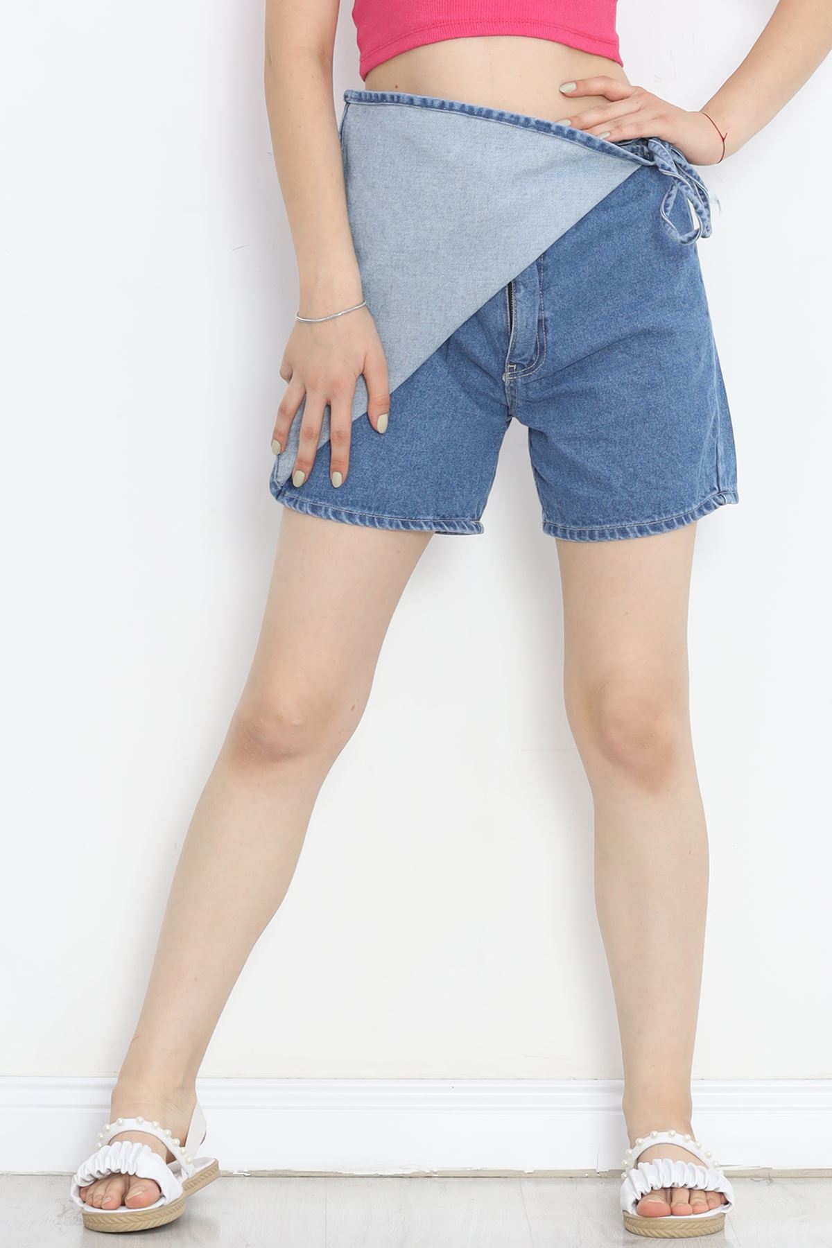 Denim Skirt with Shorts Blue