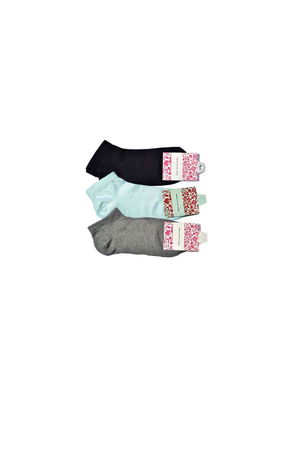 Black Gray and White Women's Ankle Socks 3 pairs