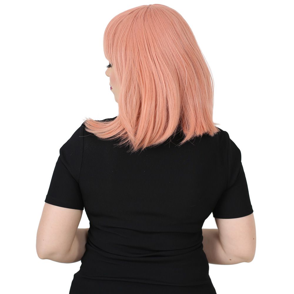 Kanekalon Fiber Synthetic Wig with Blunt Bangs / Rose Dry