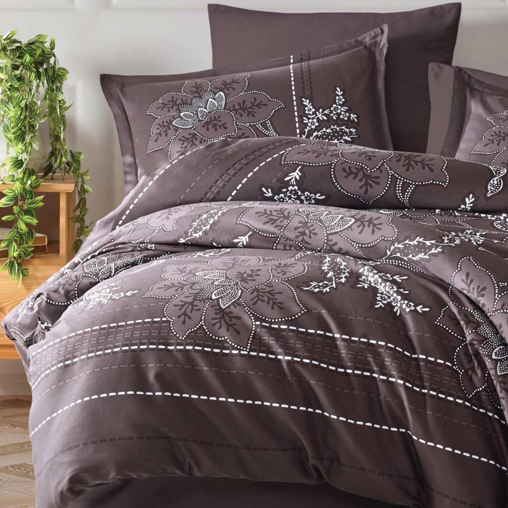 Cotton Satin Double Duvet Cover Moya v1 Coffee