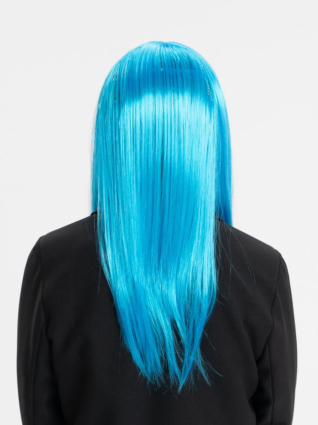 Light Blue Color Long Straight Party Wig