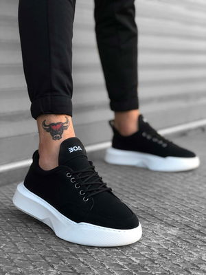 Lace-up Men's High-top Black and White Sneakers