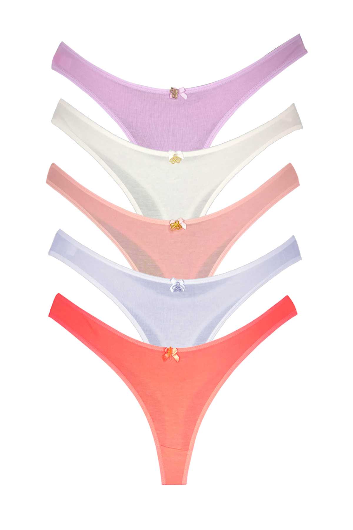 5Pcs Cotton Women's Classic Thong Soft Colors