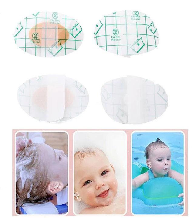 20Pcs Baby Bath Pool Ear Band -Transparent Waterproof Adhesive Tape Hairdressing Tape