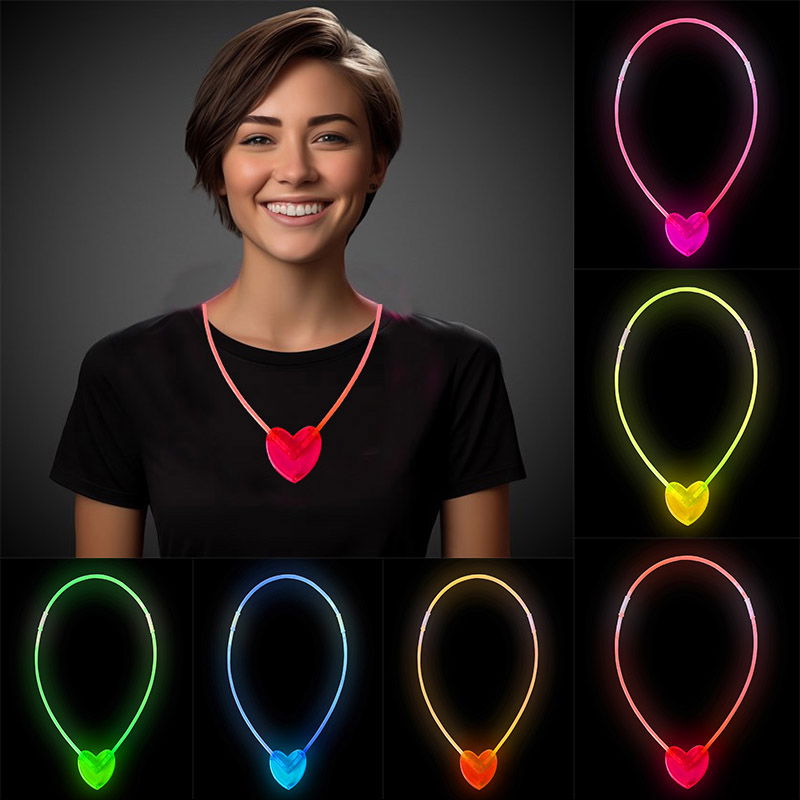 Glow In The Dark Glow Heart Shaped Pendant 6 Colors 6 Pcs