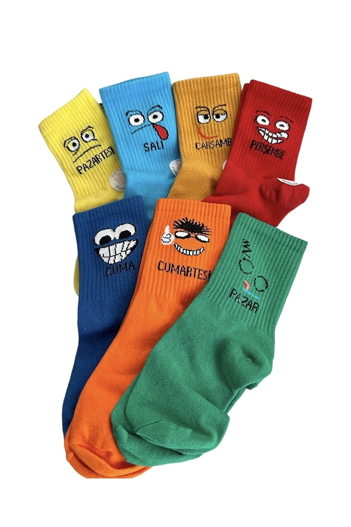 7 Days a Week Special Emoji Printed Fun Tennis College Socks Boxed Unisex - Turk