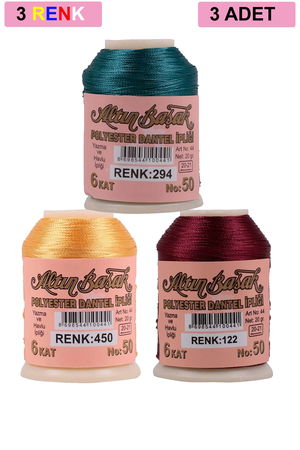 3 Pieces Altinbasak Oya and Lace Floss 20 gr - Turk - No: 450 - 122 - 294