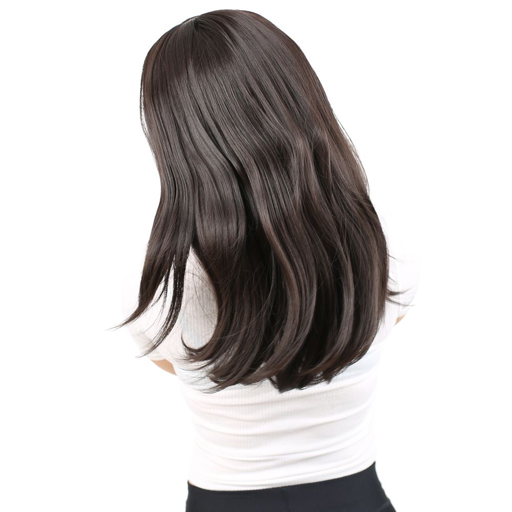 Kanekalon Fiber Synthetic Medium Straight Wig without bangs / Brown