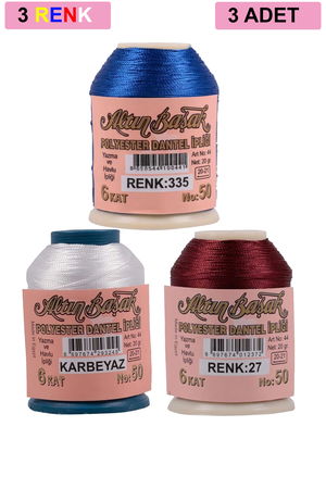 3 Pieces Altinbasak Oya and Lace Floss 20 gr - Turk - No: K.WHITE - 027 - 335