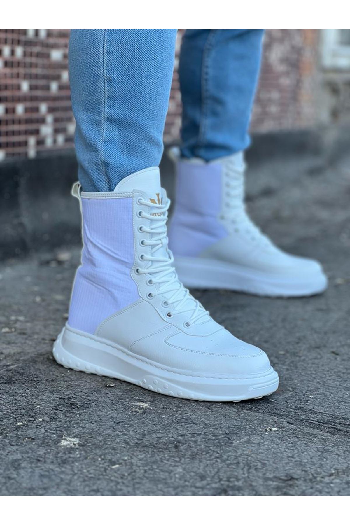 White Parachute Long Lace-up Boots