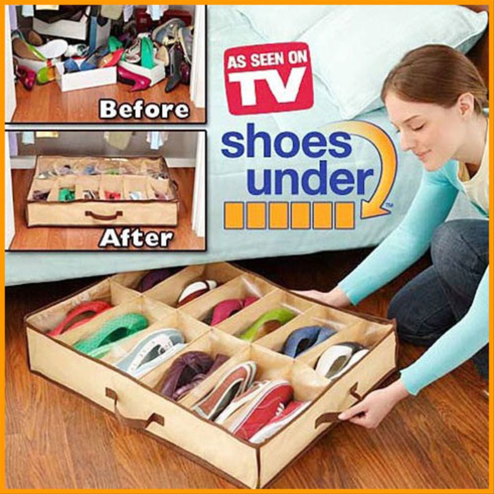 Shoe Storage Bag 12 Compartment Shoes Under