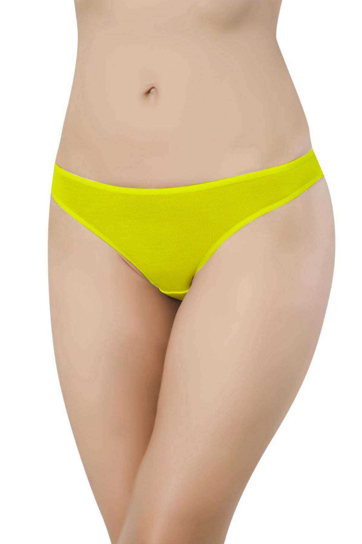 6 Pcs Lycra Women Slip Panties Leopard Skin Yellow