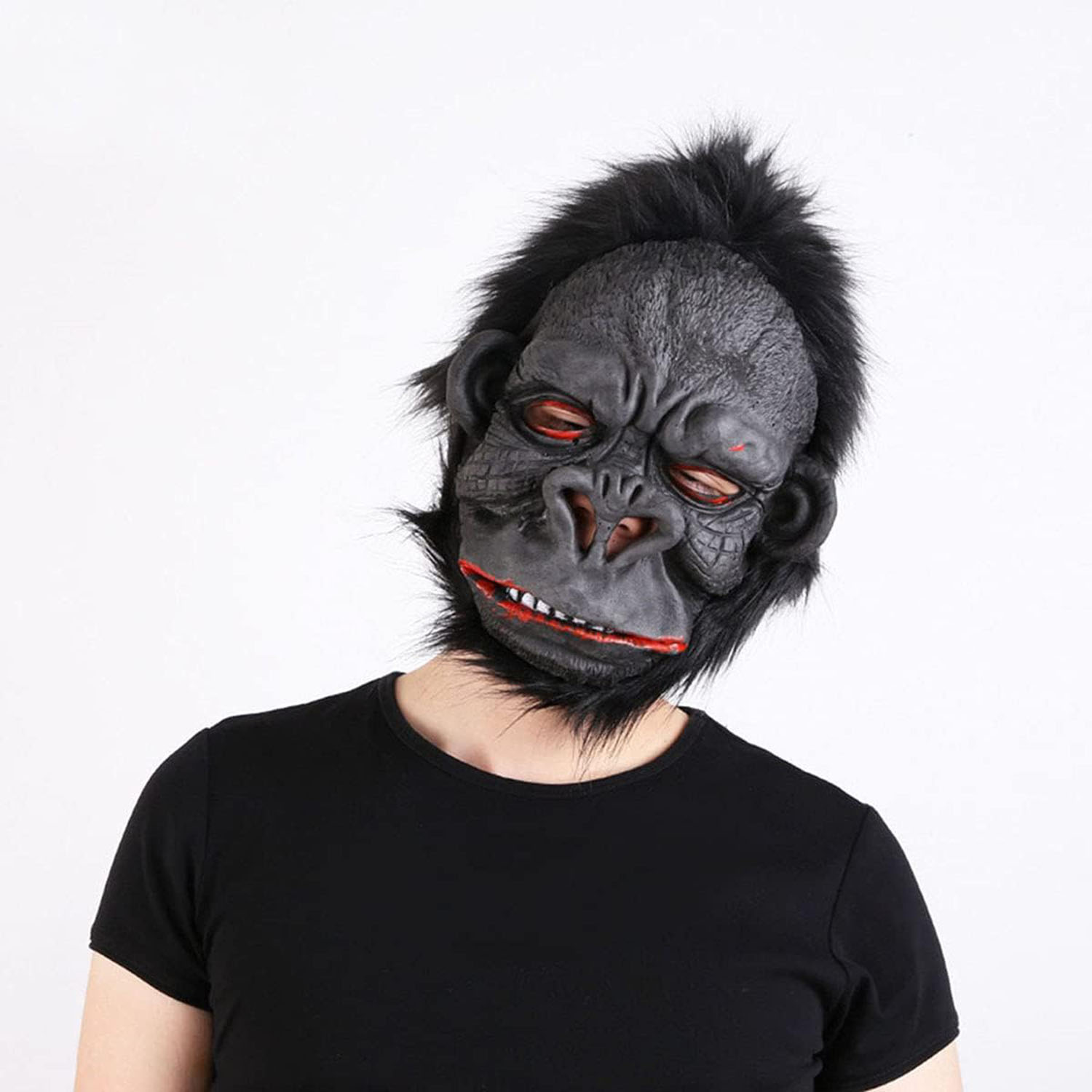 Latex Gorilla Mask Monkey Mask Meat Mask Orangutan Black Hair No 1