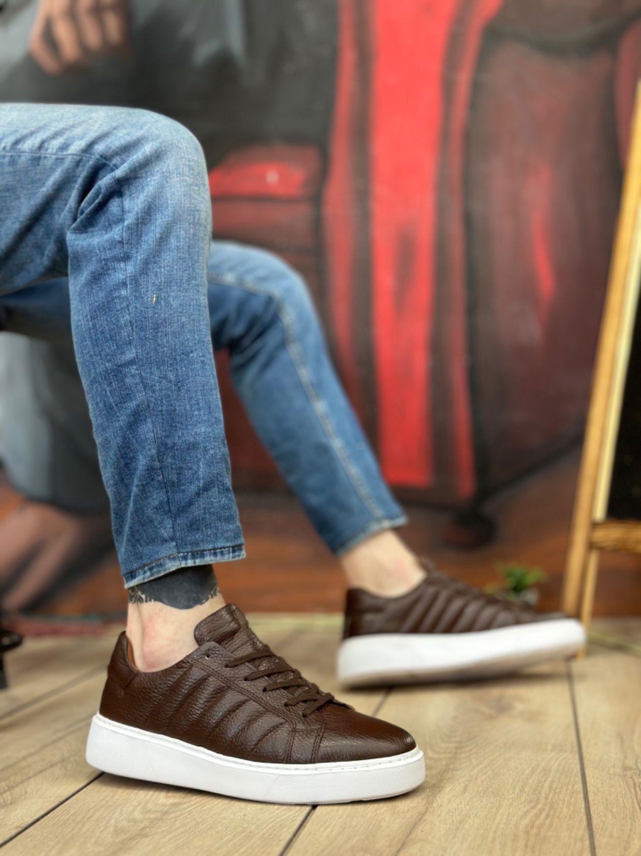 Inside Out Genuine Leather Lace-up Brown Casual Men's Shoes