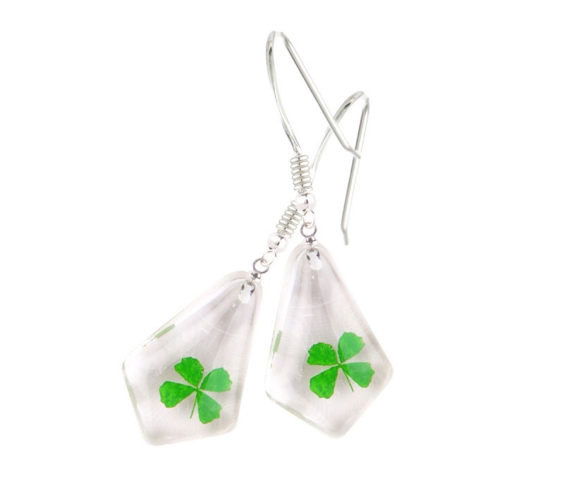 Earrings - Four Leaf Clover (Real Clover)