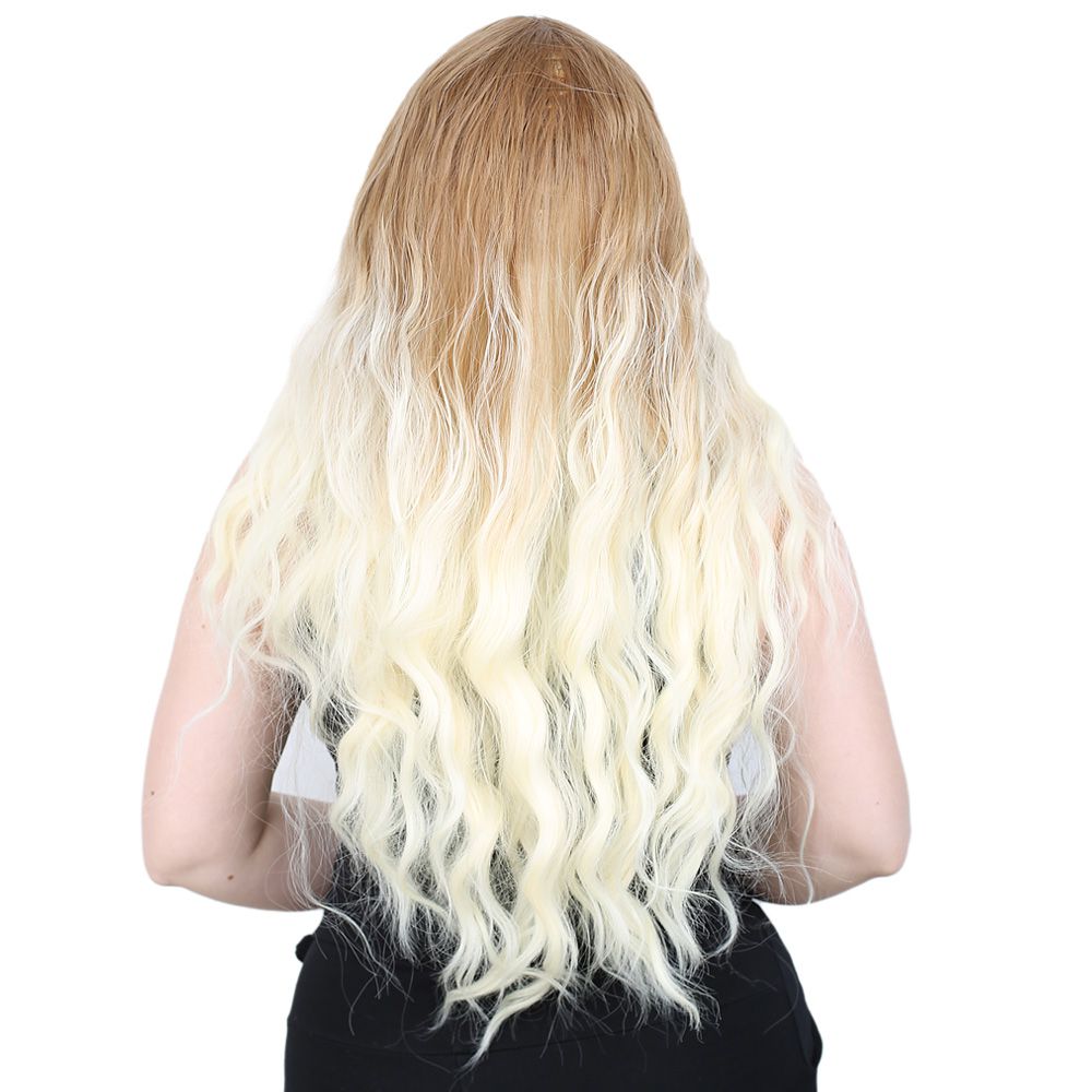 Kanekalon Fiber Synthetic Wig with Long Bangs with Water Wavy Look / Balköp / Platinum Medium Ombré