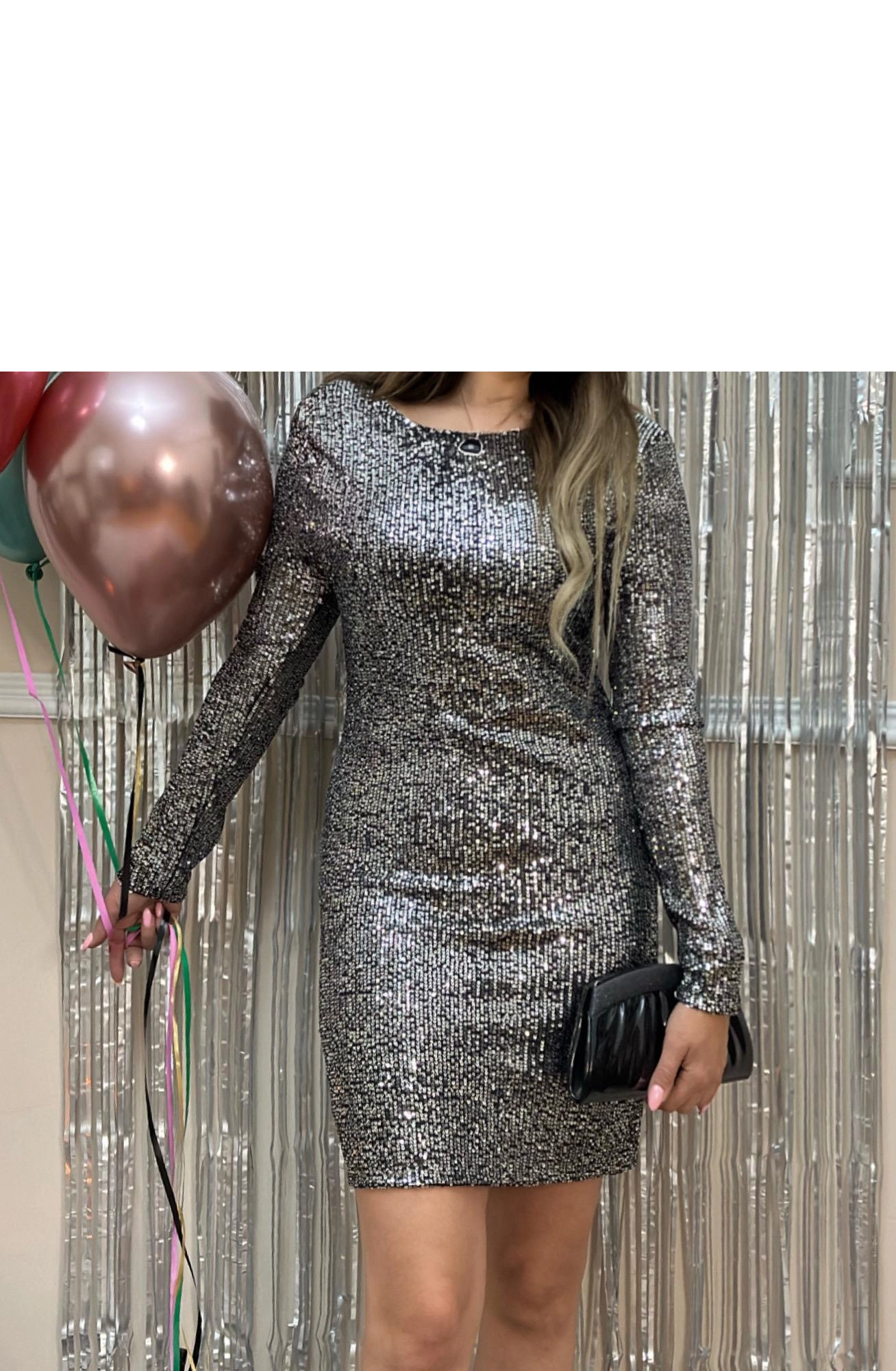 Sequin Sequin Dress Comfortable Fit - Silver