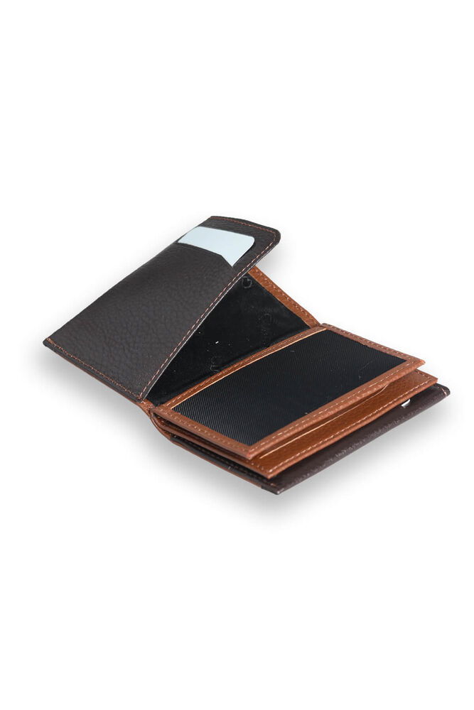 Taba - Brown Genuine Leather Card Holder with Dual Color Compartments