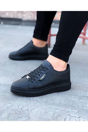 Charcoal Perforated Men's High Sole Shoes