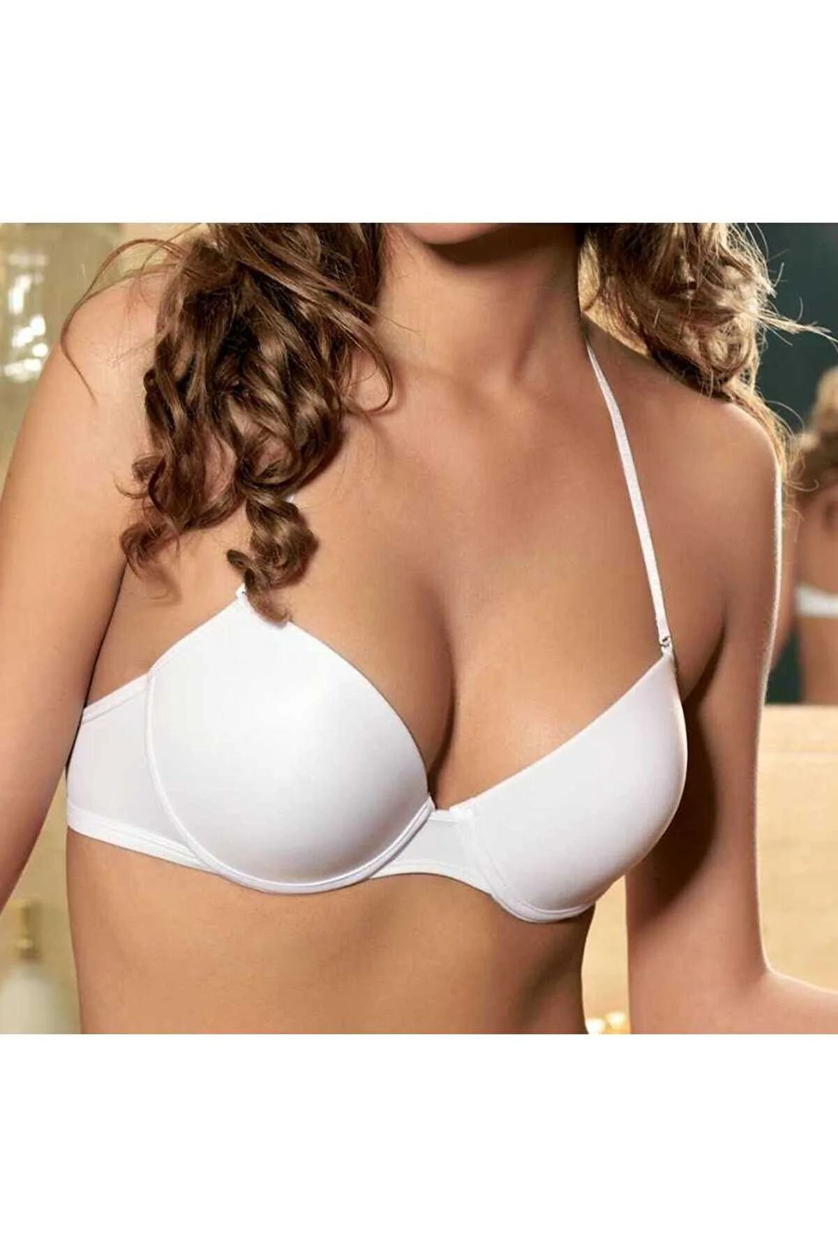 Women's White Neck Tie Unpadded Bra 2000