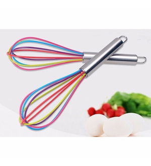 Silicone Whisk Colorful Whisk with Metal Handle