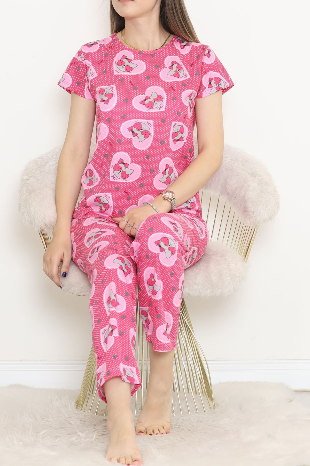 Patterned Pajama Set Fuchsia