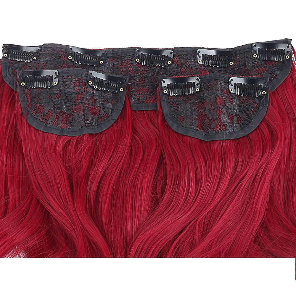 Kanekalon Fiber Synthetic Wavy Half Moon + 2 Side Hair Snaps / Red