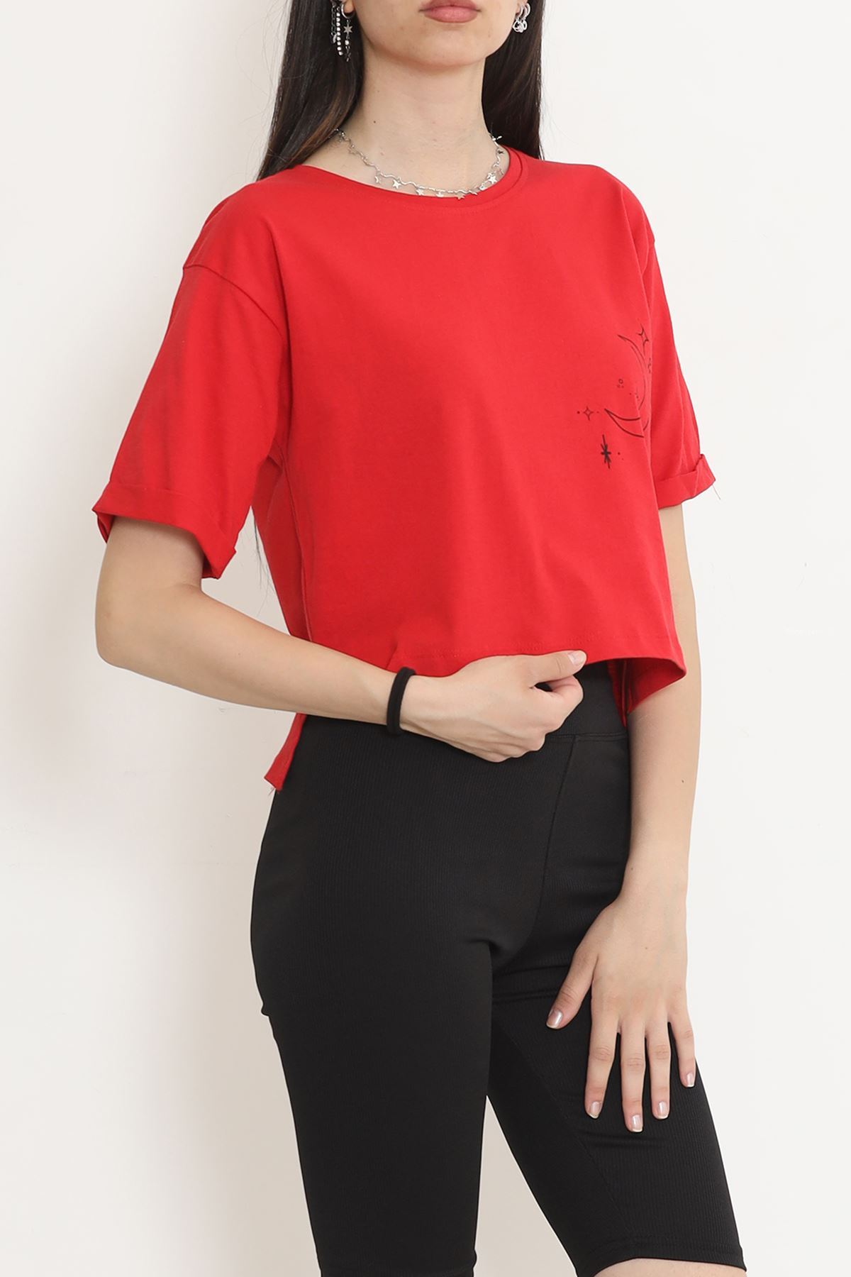 Printed Crop T-shirt Red