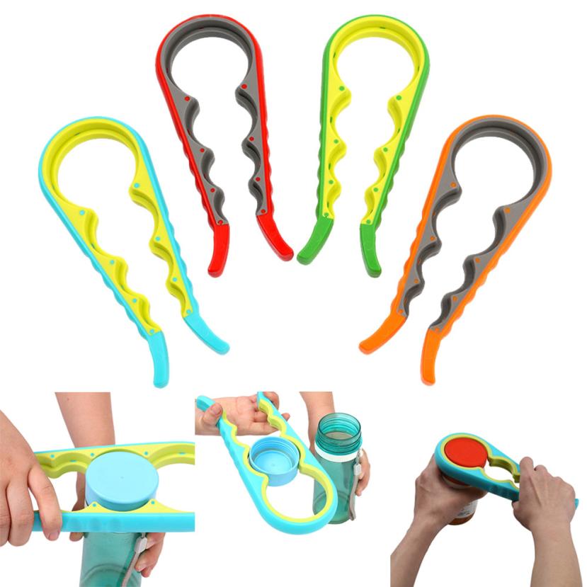 4-Function Plastic-Silicone Bottle Jar Lid Opener