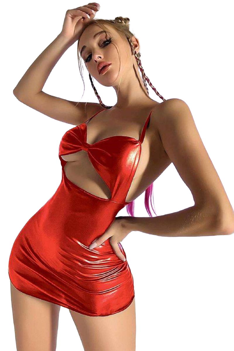 Women Fancy Leather Costume Harness Erotic Outfit D21047 Red