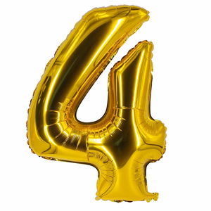 Shaped Supershape Gold Number Foil Balloon Number 4