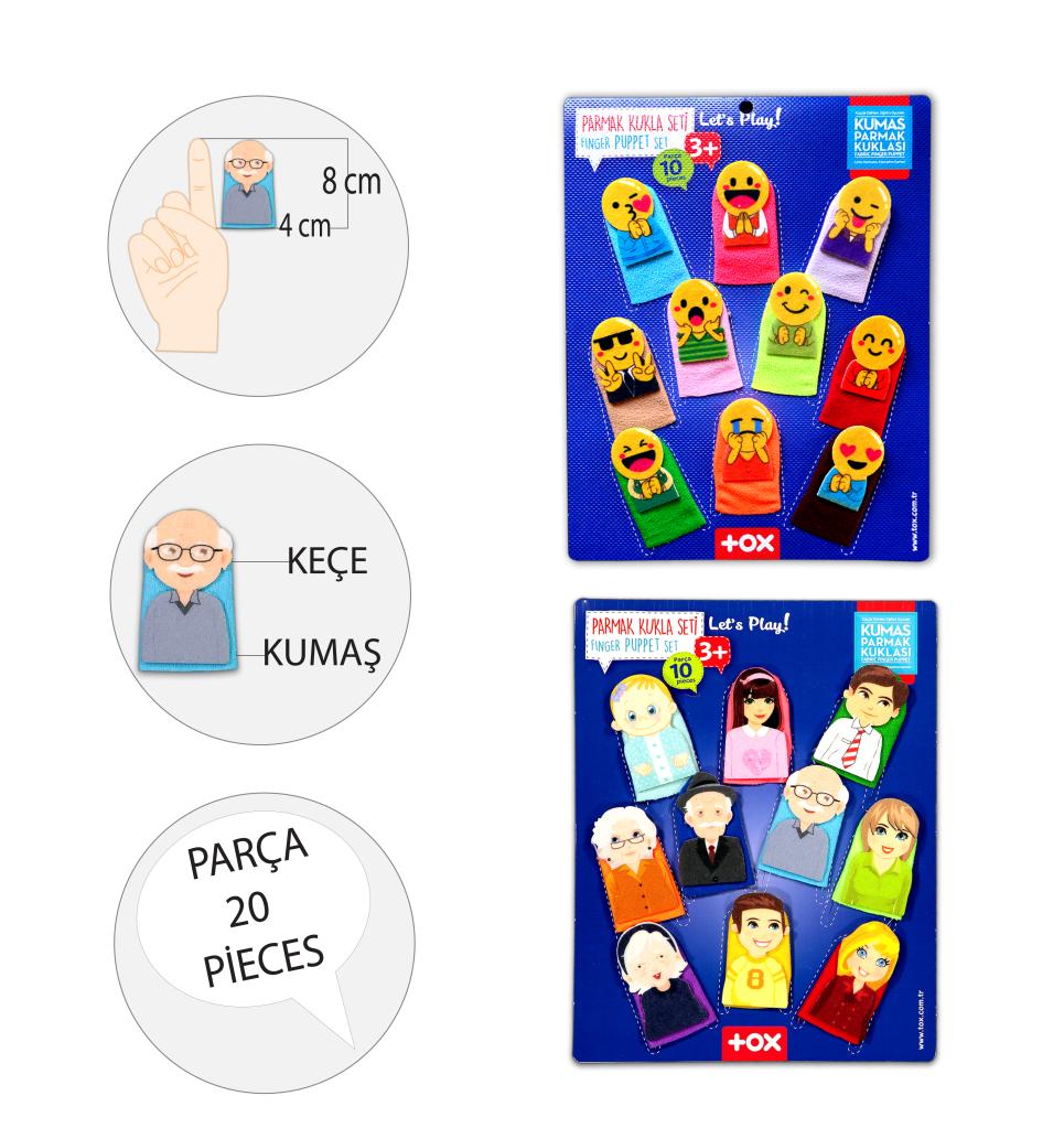 2 Sets - 20 Pieces Emojis and Family Members Finger Puppet