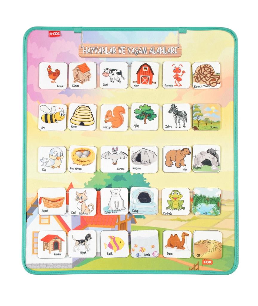 Animals and Their Habitats Felt Velcro Wall Board , Educational Toy