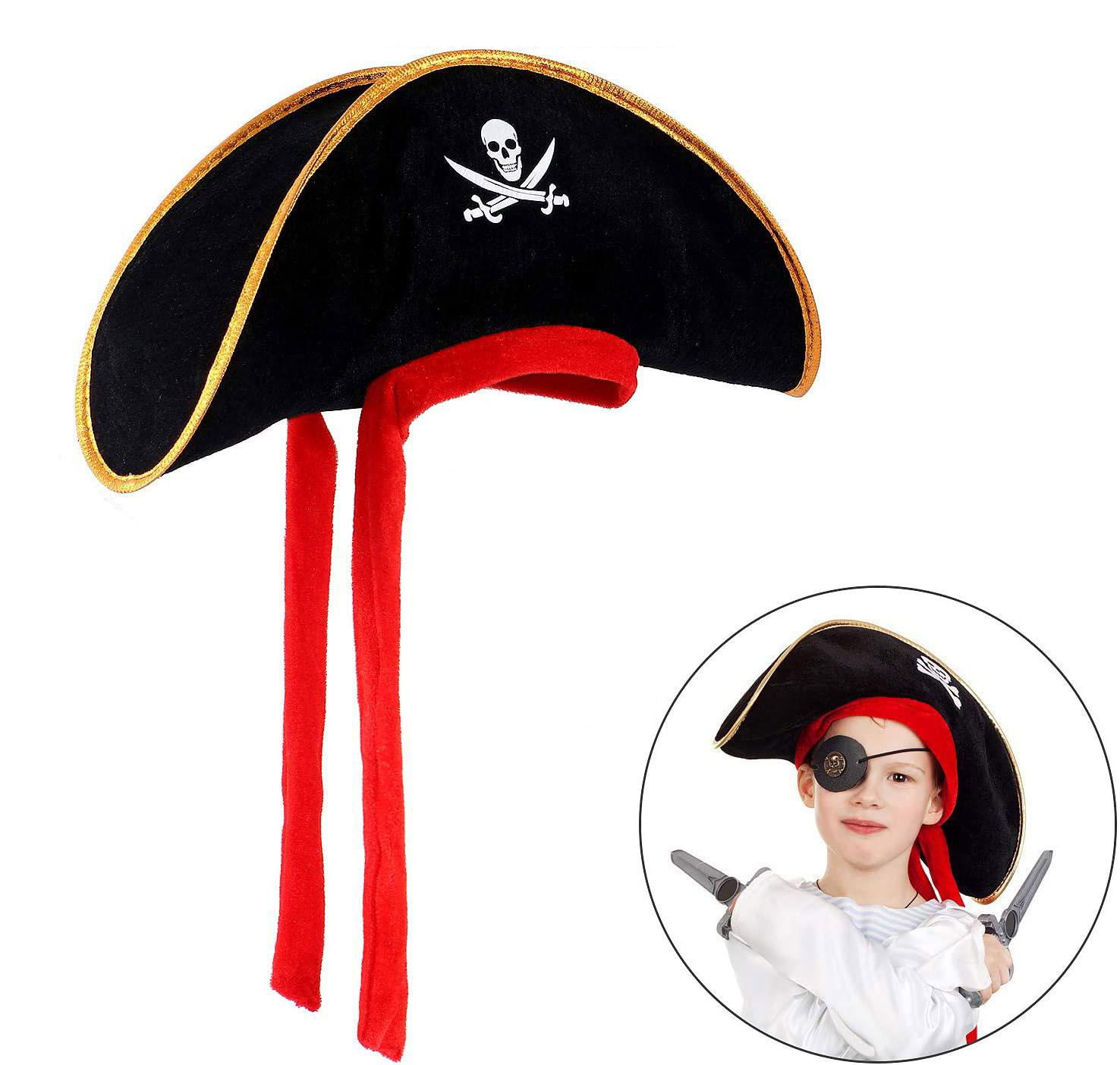 Child Size Velvet Jack Sparrow Sailor Captain Jack the Pirate Hat 45x16 cm