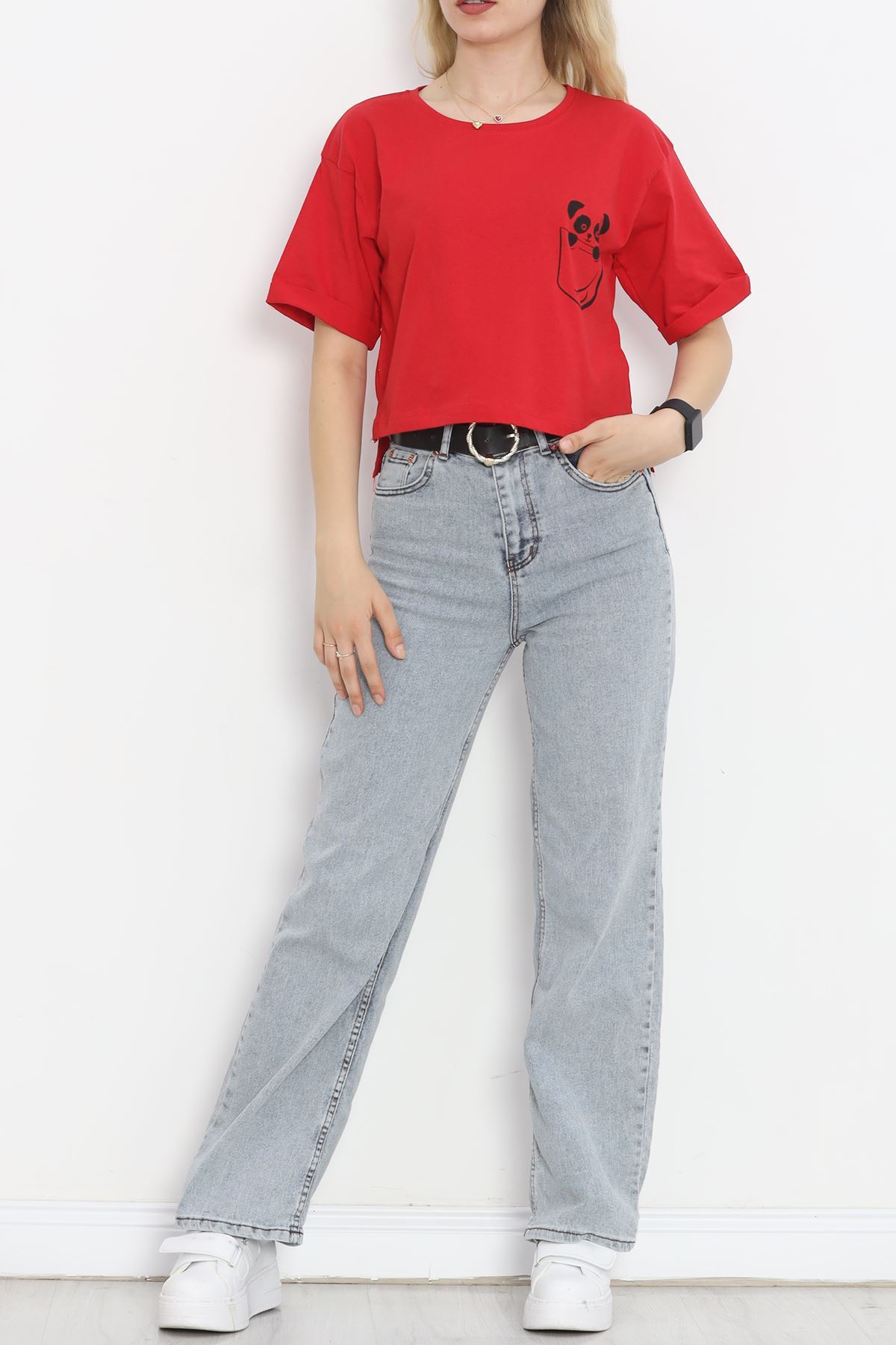 Printed Crop T-shirt Red