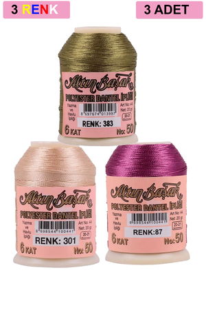 3 Pieces Altinbasak Oya and Lace Floss 20 gr - Turk - No: 301 - 087 - 383