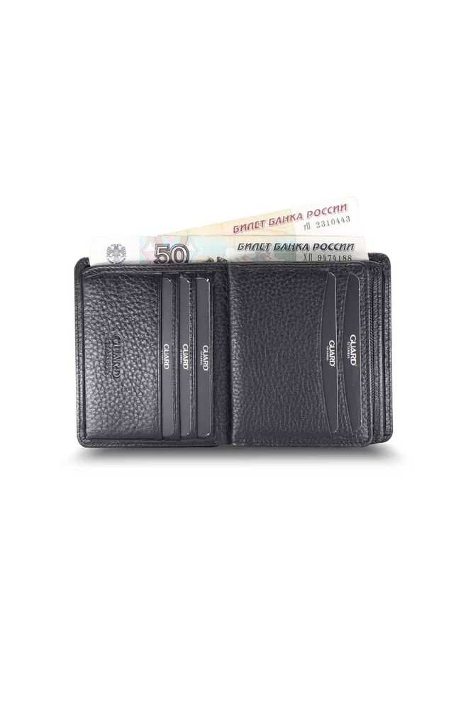 Black Men's Wallet with Medium Double Pisot and Coin Compartment