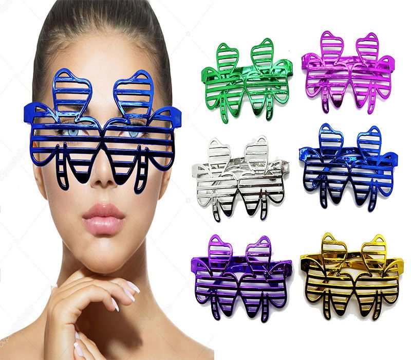 Metallized Extra Shiny Leaf Blinds Party Goggles 6 Colors 6 Pcs