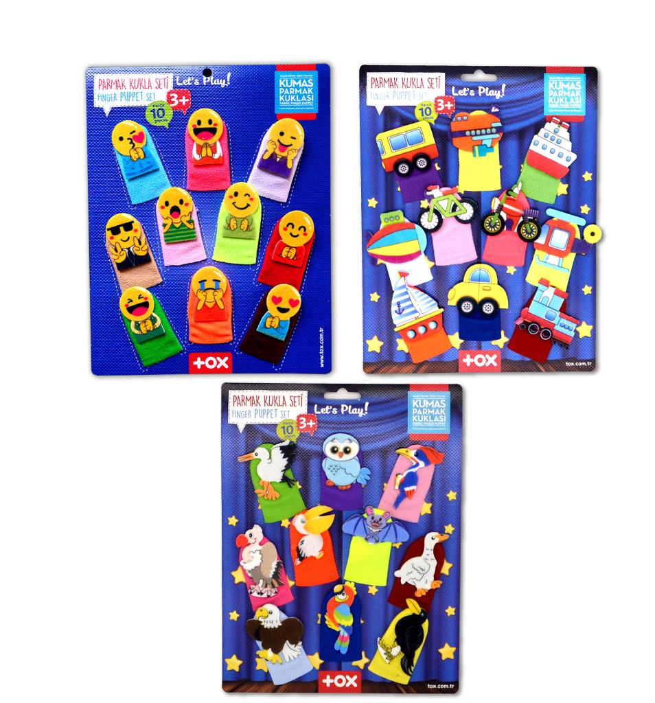 3 Set - 30 Pieces Vehicles, Emojis and Flying Animals Finger Puppet