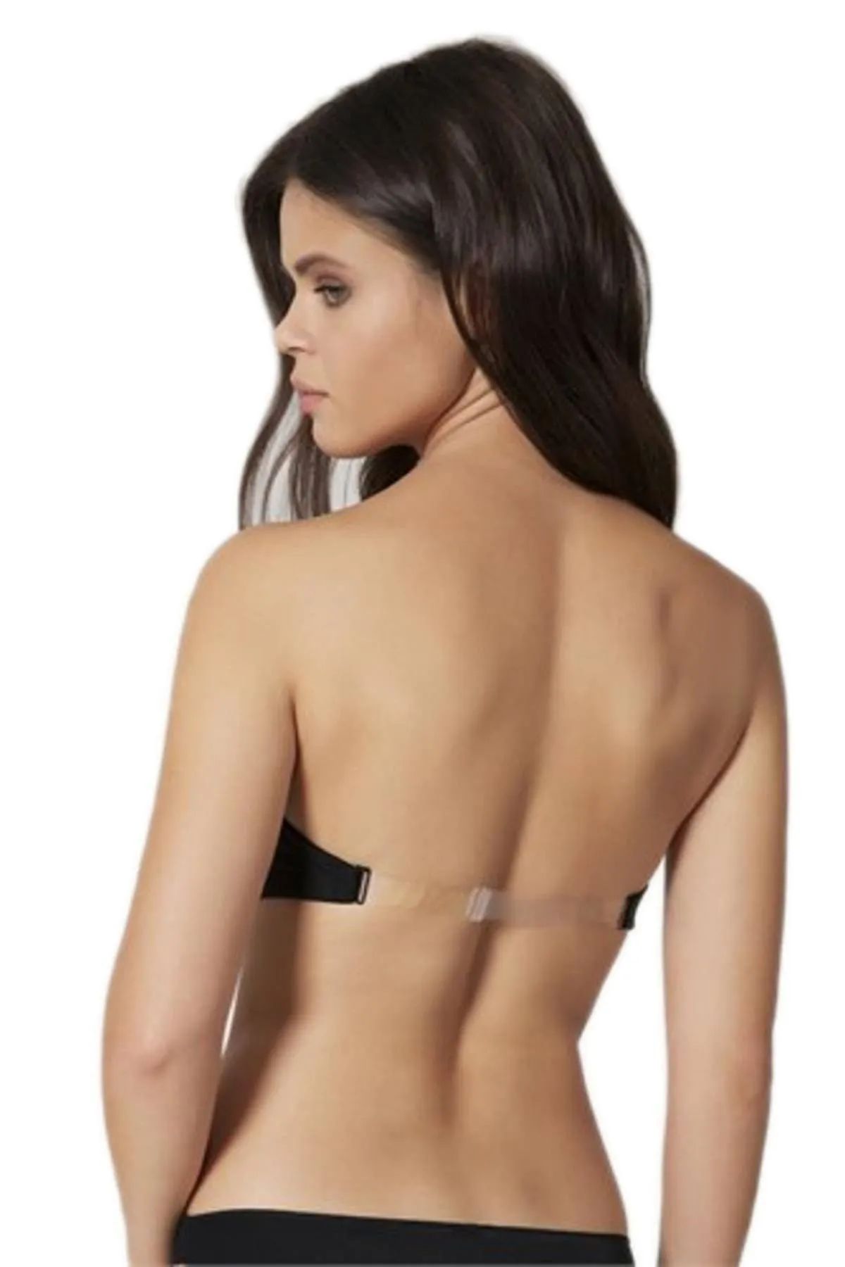 Women's Black Back Transparent Strapless Strapless Unpadded 2550