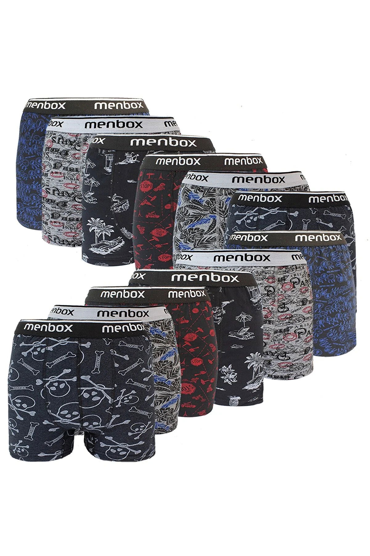 12 Pcs Lycra Men's Boxers Mixed Patterned Cotton