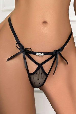 Women's Fancy Lingerie Thong Panties Perfect Fall D239 Black