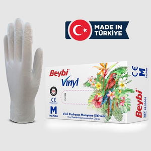 Beybi Vinyl S Vinyl Powder Free Examination Gloves Box of 100