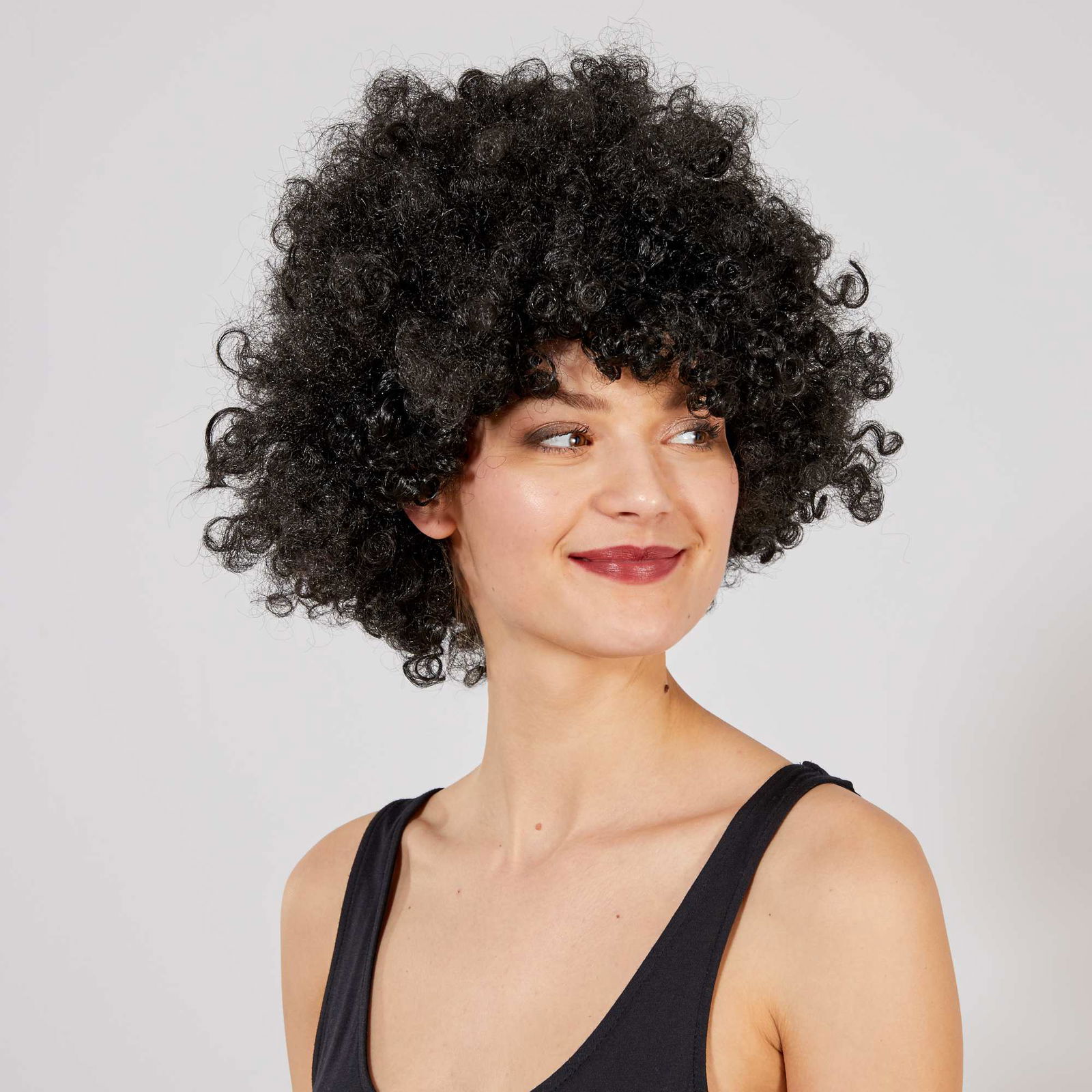 Black Color Curly Afro Bonus Wig