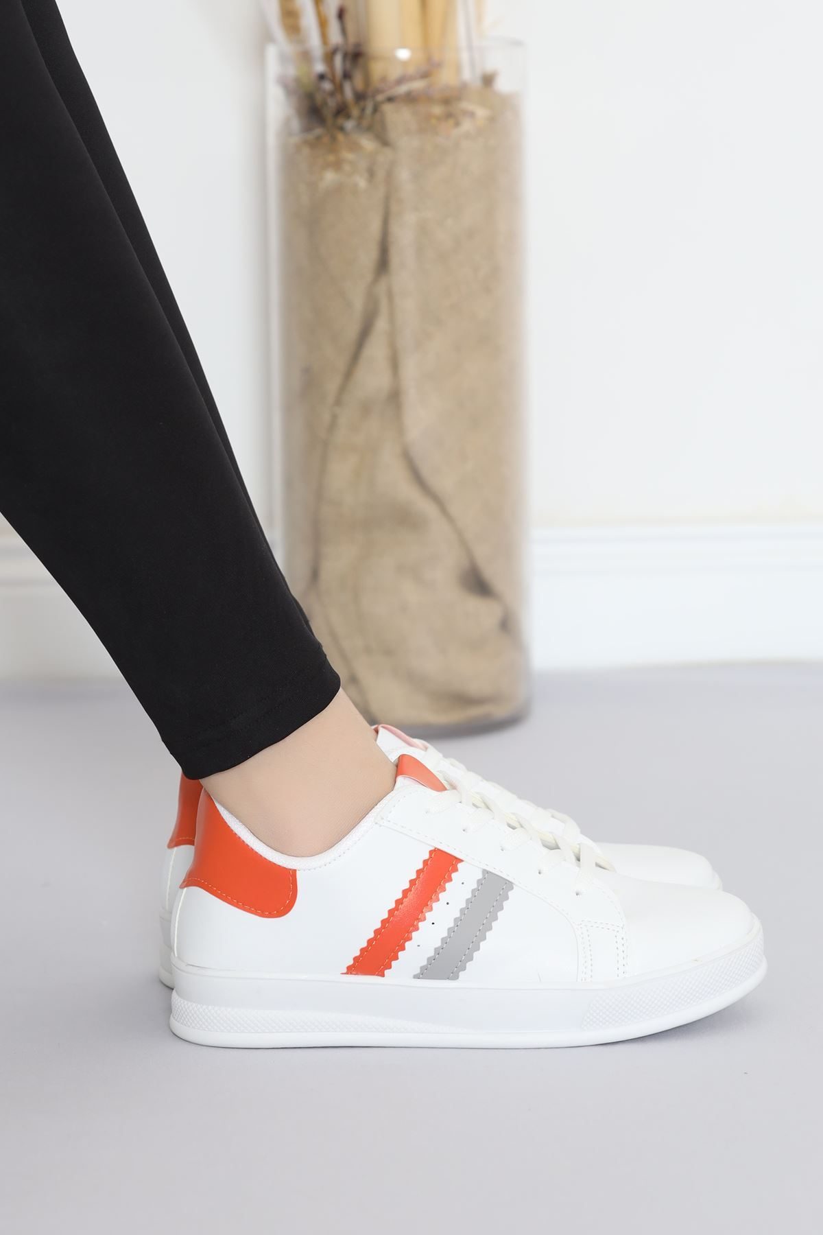 Stripe Casual Shoes Whiteorange