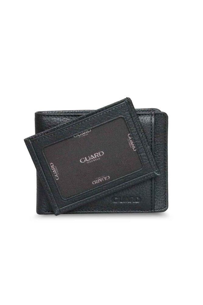 Black Genuine Leather Men's Wallet with Hidden Card Compartment