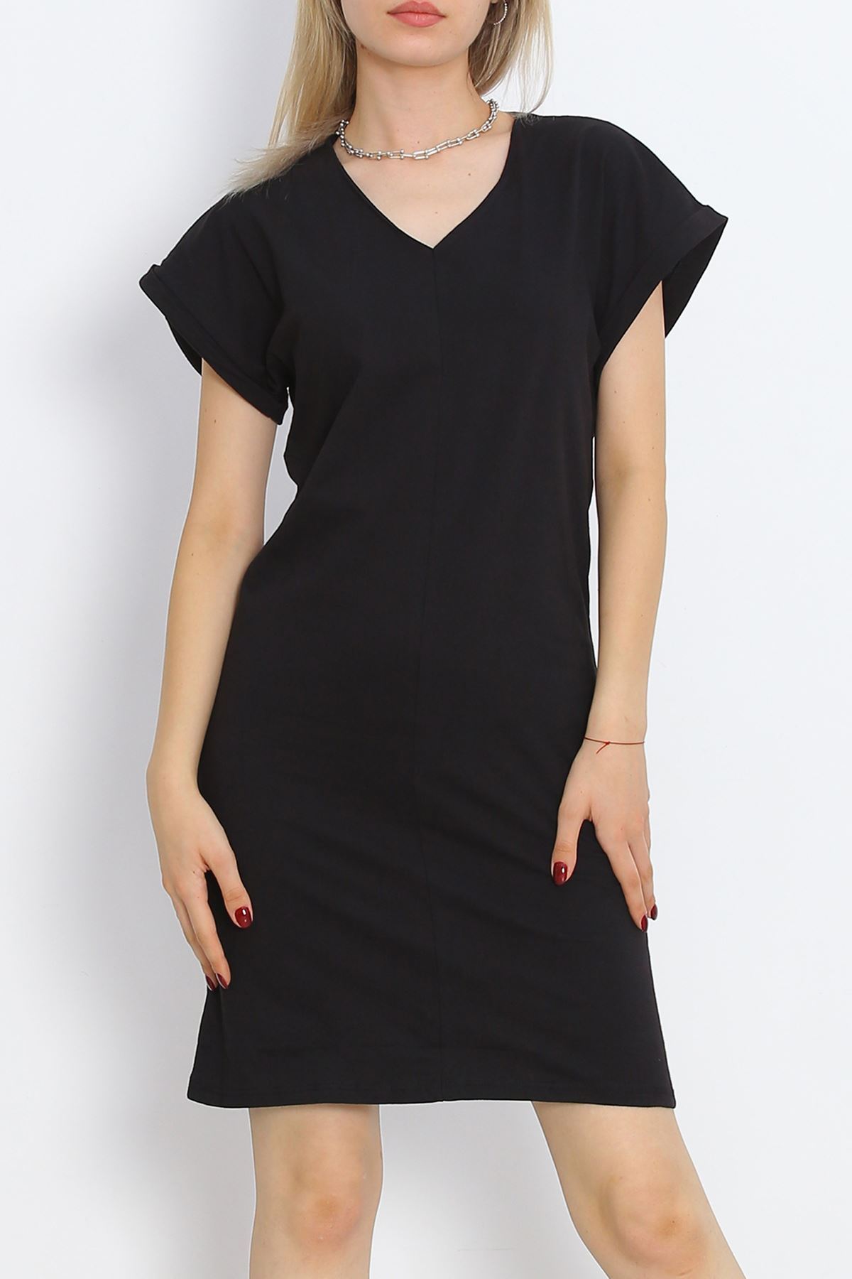 V Neck Suprem Dress Black