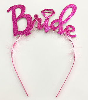 Fuchsia Color Bachelorette Italic Lettering Bride Crown with Wedding Ring